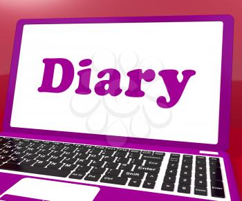 Diary Laptop Showing Online Planning Or Scheduler
