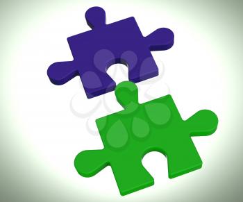 Jigsaw Pieces Showing Connected Attached Team Concept