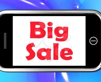 Big Sale On Phone Showing Promotional Savings Save Or Discounts
