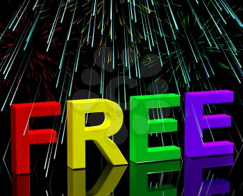 Free Word And Fireworks Showing Freebie and Promotion