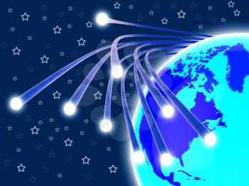Optical Fiber Network Showing Global Communications And Website