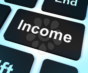 Income Computer Key Shows Earnings And Revenue