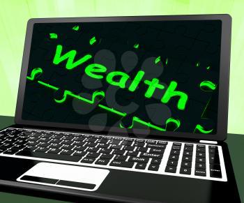 Wealth On Laptop Shows Abundance And Fortune