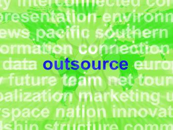 Outsource Word Cloud Showing Subcontract And Freelance