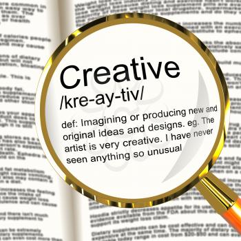 Creative Definition Magnifier Shows Original Ideas Or Artistic Designs