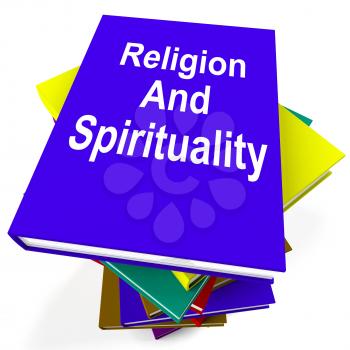 Religion And Spirituality Book Stack Showing Religious Spiritual Books
