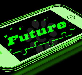Future On Smartphone Showing Forecasts And Future Evolution