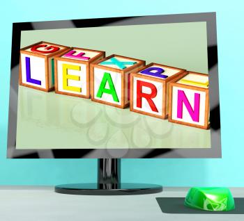 Learn Blocks On Computer Screen Shows Online Kids Education 
