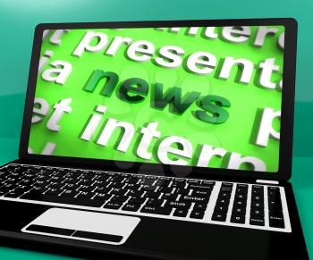 News Word On Laptop Showing Media And Information