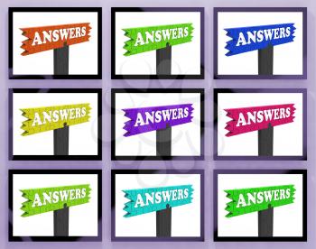Answers Signs On Monitors Showing Assistance And Support