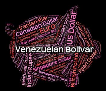 Venezuelan Bolivar Showing Worldwide Trading And Banknotes