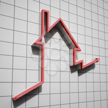 House Icon Shows House Or Building Price Going Up