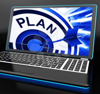 Plan On Laptop Showing Careful Planning And Organizing