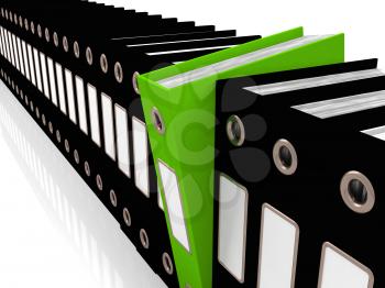 Green File Amongst Black Ones For Getting Office Organized