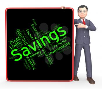 Savings Word Indicating Investment Wealthy And Saved 