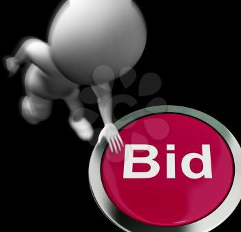 Bid Pressed Showing Auction Buying And Selling
