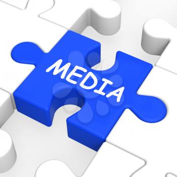 Media Jigsaw Showing Multimedia Newspapers Radio Or Tv