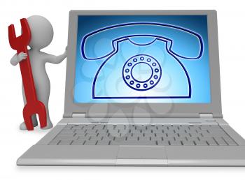 Telephone Call Showing Info Assisting 3d Rendering