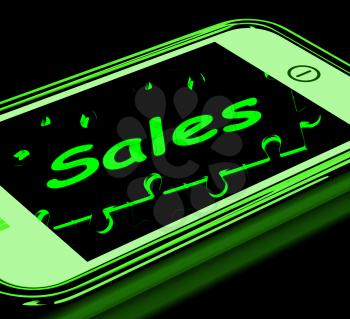 Sales On Smartphone Showing Mobile Marketing And Commerce