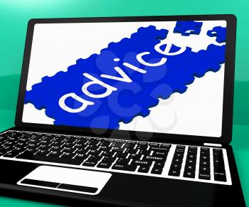 Advice Puzzle On Notebook Shows Online Advisory And Website's Assistance