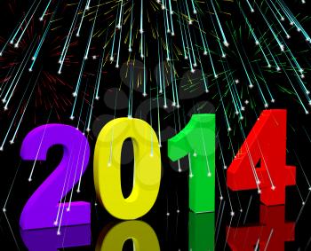 2014 Numbers With Fireworks Represents Year Two Thousand And Fourteen