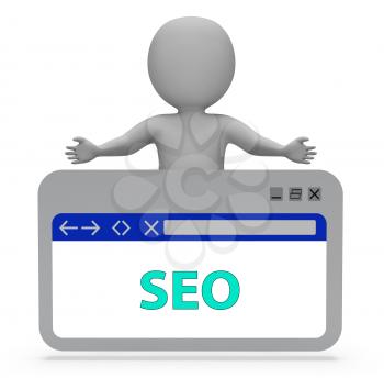 Seo Webpage Indicating Search Engine 3d Rendering