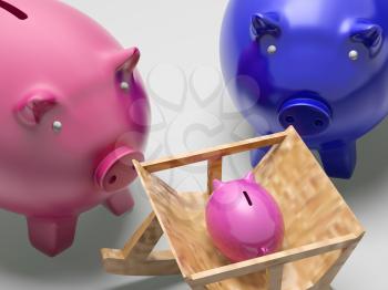 Piggy Family Showing Planning Protection And Savings