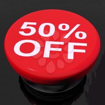 Fifty Percent Button Showing Sale Discount Or 50 Off