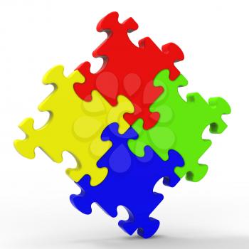 Multicolored Puzzle Square Showing Union And Togetherness