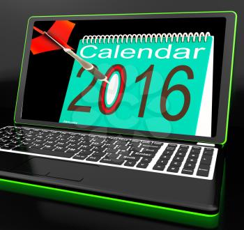 Calendar 2016 On Laptop Showing Future Websites And Online Calendars