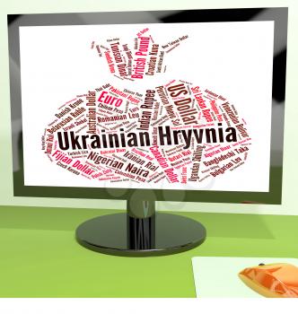 Ukrainian Hryvnia Showing Worldwide Trading And Coin 