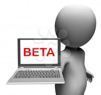 Beta Character Laptop Showing Online Trial Software Or Development