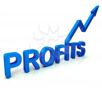 Blue Profit Word Showing Income Earned From Business, Success, 