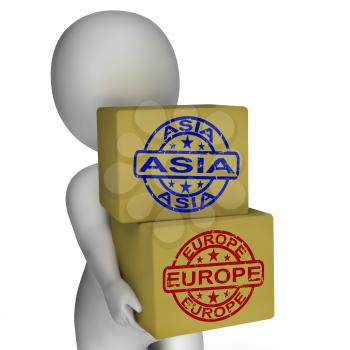 Europe Asia Import And Export Boxes Meaning International Trade