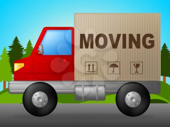 Moving Truck Showing Change Of Residence And Buy New Home