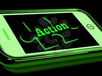 Action On Smartphone Showing Urgent Activism And Motivation