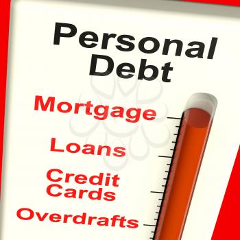 Personal Debt Meter Showing Mortgage Credit And Loans