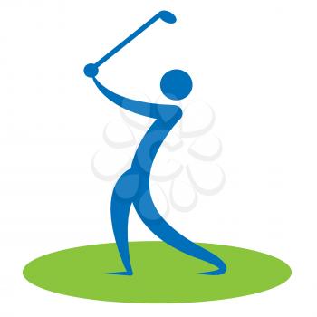 Golf Swing Man Showing Swinging Golf-Club And Person