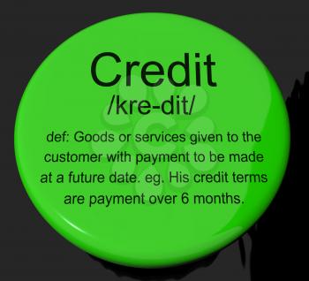 Credit Definition Button Shows Cashless Payment Or Loan