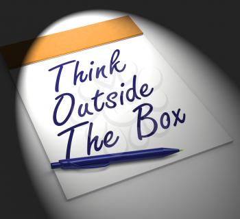 Think Outside The Box Notebook Displaying Creativity Innovative Or Brainstorming