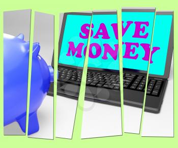 Save Money Piggy Bank Showing Spare Cash And Savings