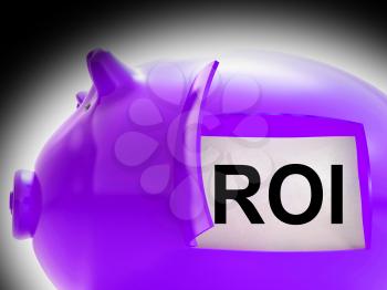 ROI Piggy Bank Coins Showing Return On Investment