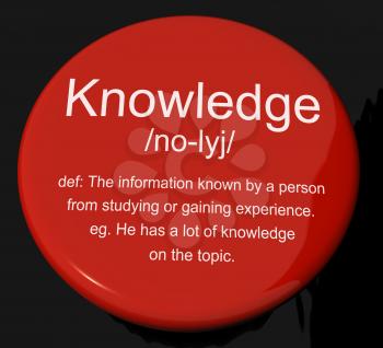 Knowledge Definition Button Shows Information Intelligence And Education