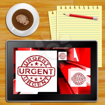 Urgent On Cubes Shows Urgent Priority Or Speed Delivery Tablet