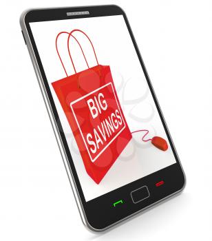 Big Savings Bag Representing Online Discounts and Reductions in Price