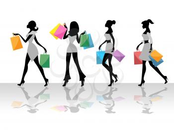 Shopping Women Meaning Commercial Activity And Store