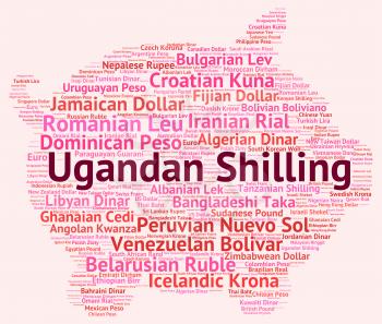 Ugandan Shilling Showing Worldwide Trading And Market