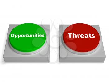 Threats Opportunities Button Showing Risk Research Analysis