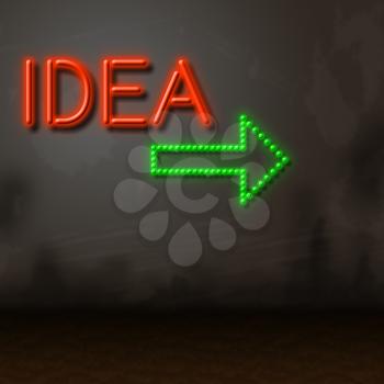 Neon Idea Representing Conception Invention And Inventions
