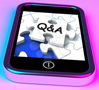 Q&A On Smartphone Showing Asking Inquiries And Answers 
